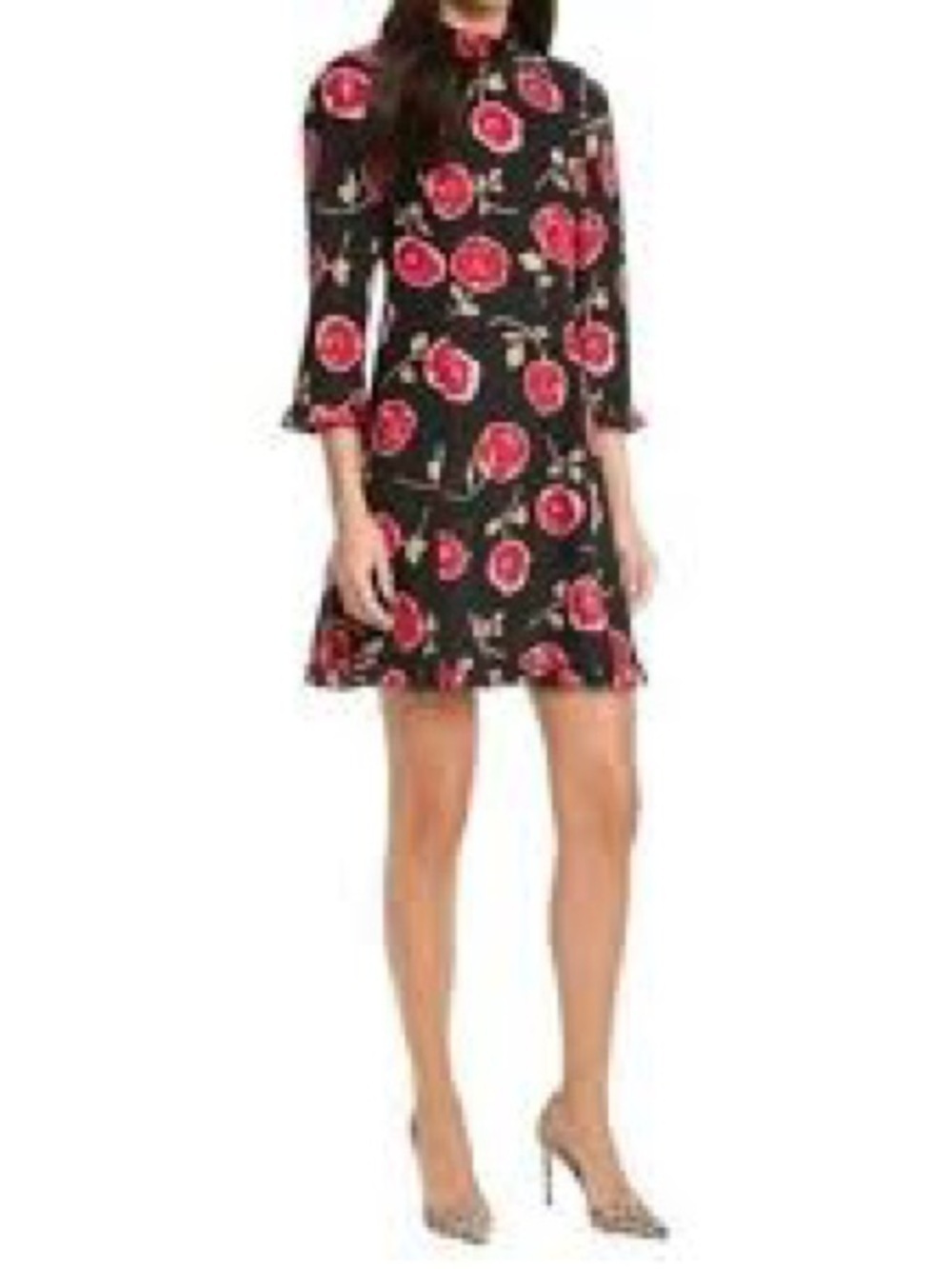 Kate Spade Hazy Rose Floral Mock Neck 3/4 Sleeve Dress Sz 8